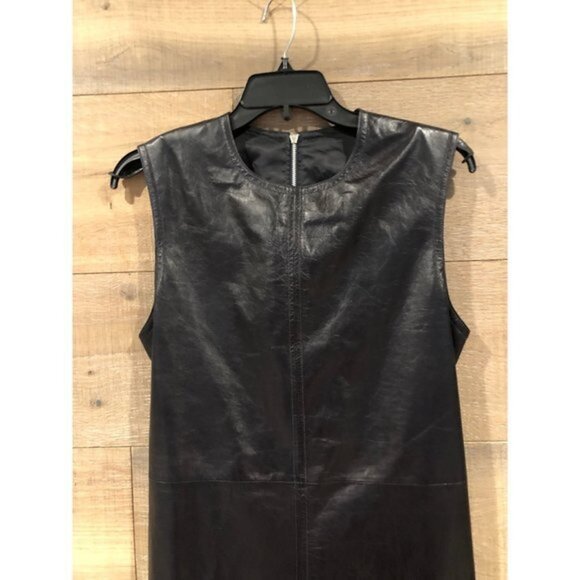 Helmut Lang Open Back black lamb Leather Dress Size 8 - Picture 5 of 12